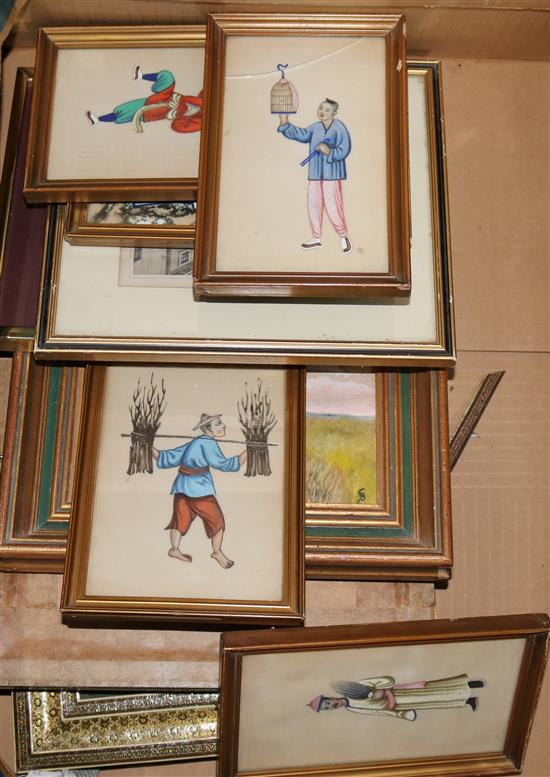 Six Chinese pith paintings and other pictures